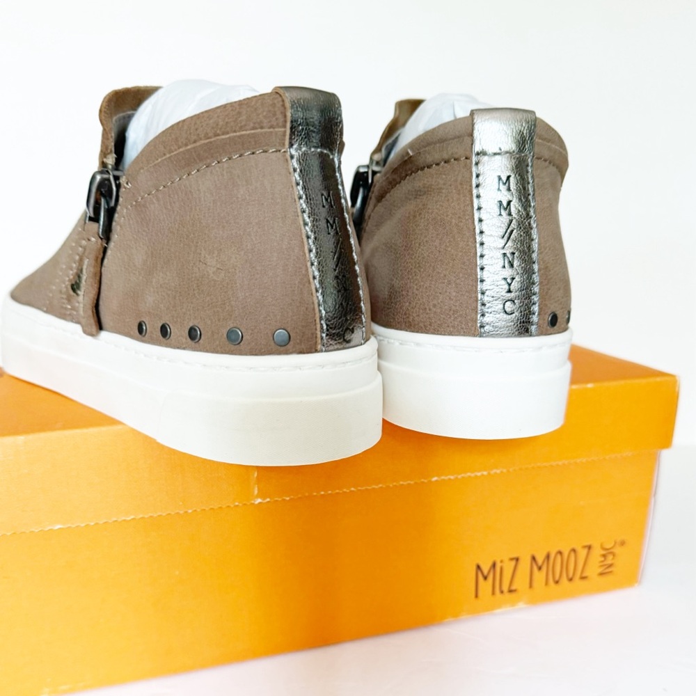 Miz Mooz Arret Side Zip Taupe Leather Platform Sneaker Size 8.5 - Picture 10 of 16